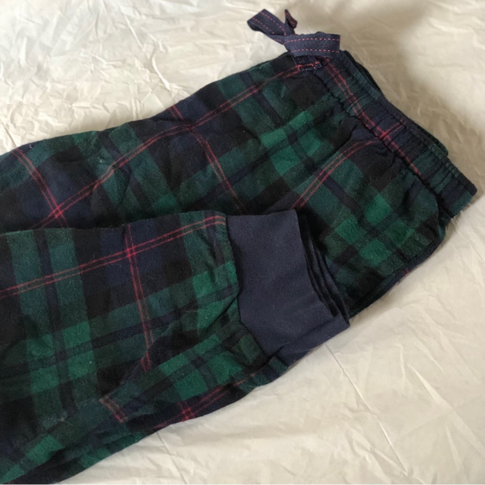 ON Flannel Jogger Pajama Pants Womens Size L Printed Green & Blue Plaid